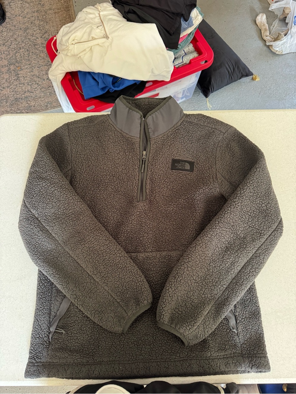 The North Face Charcoal Gray Sherpa 1/4 Zip Pullover